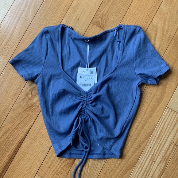 Zara Ruched Ribbed Top - Picture 5 of 6